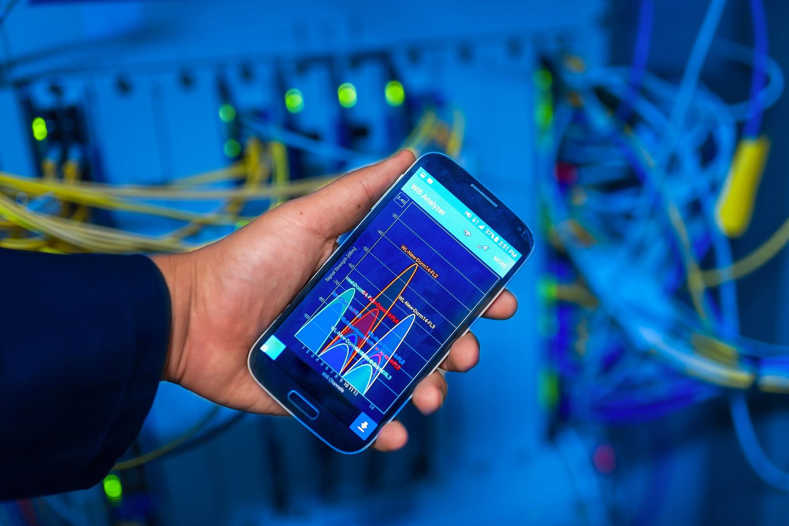 Data center rack rows captured during a guided sweep
