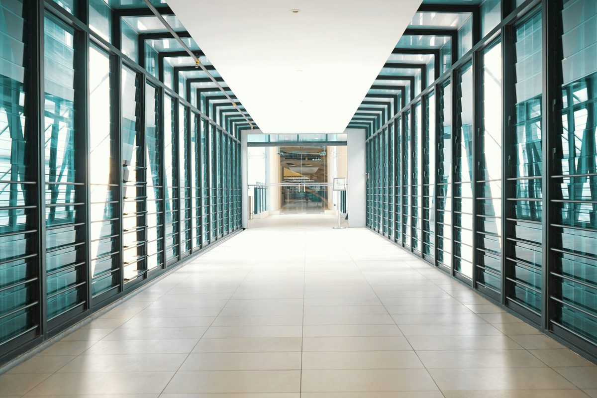 A data hall photographed down its length