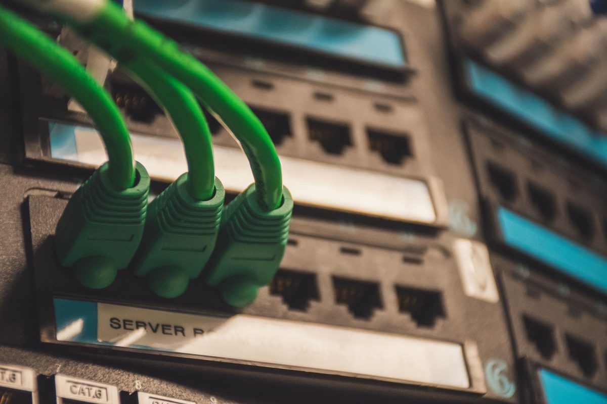 Switch ports with live link indicators and terminated patch leads