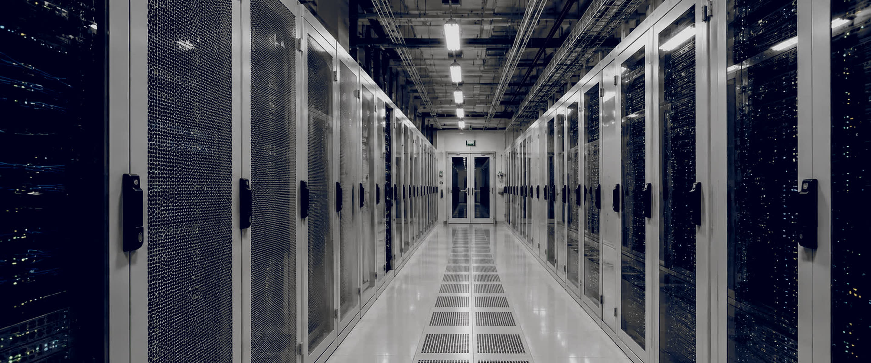Cabinet rows in a production data hall